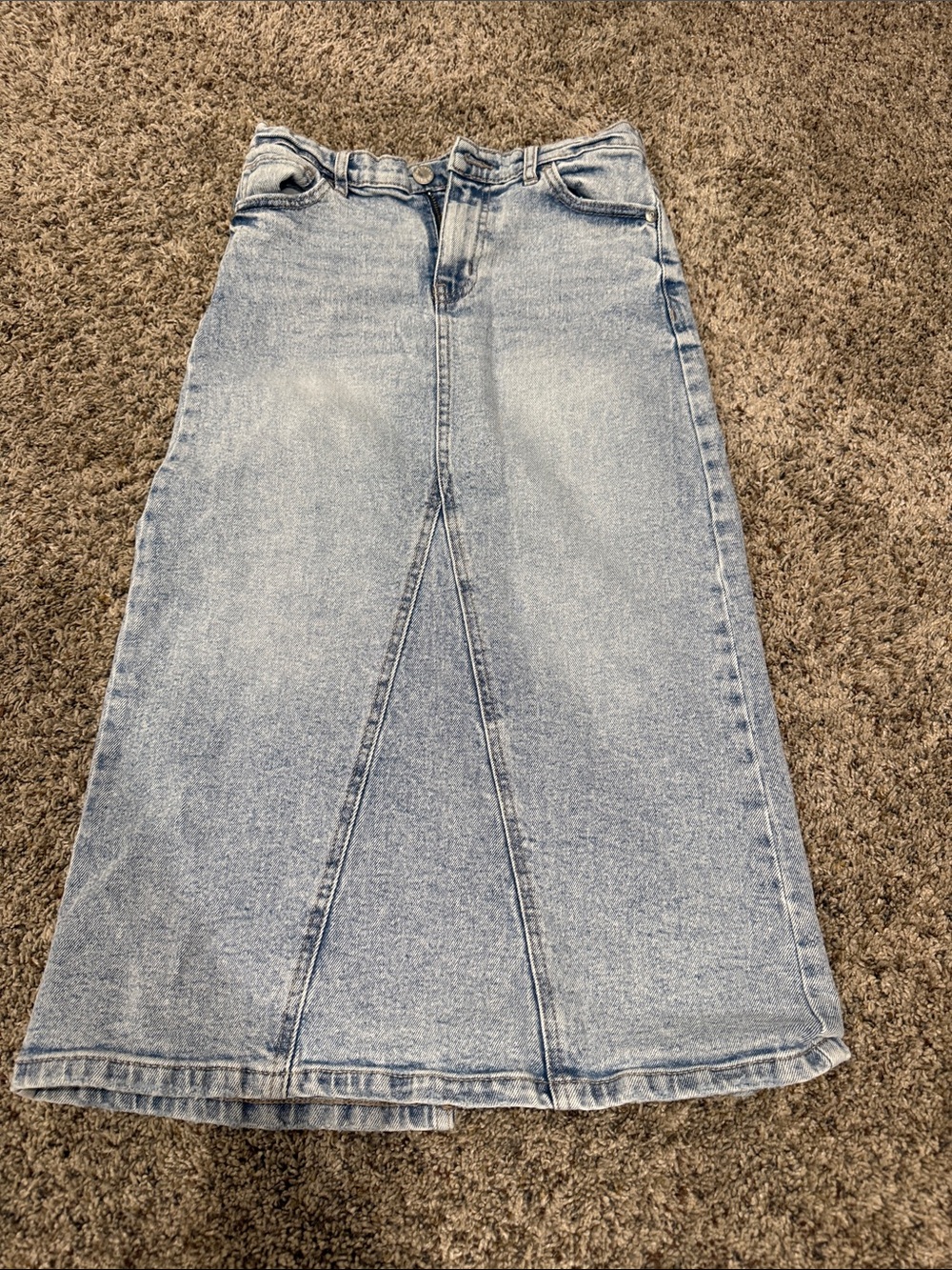 art class light blue denim panel A-line skirt